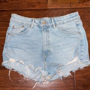 ZARA Blue Distressed Denim Shorts